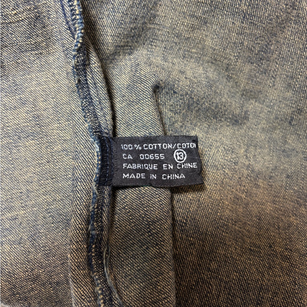 Denim Button-Front Long Jacket - Picture 4 of 4